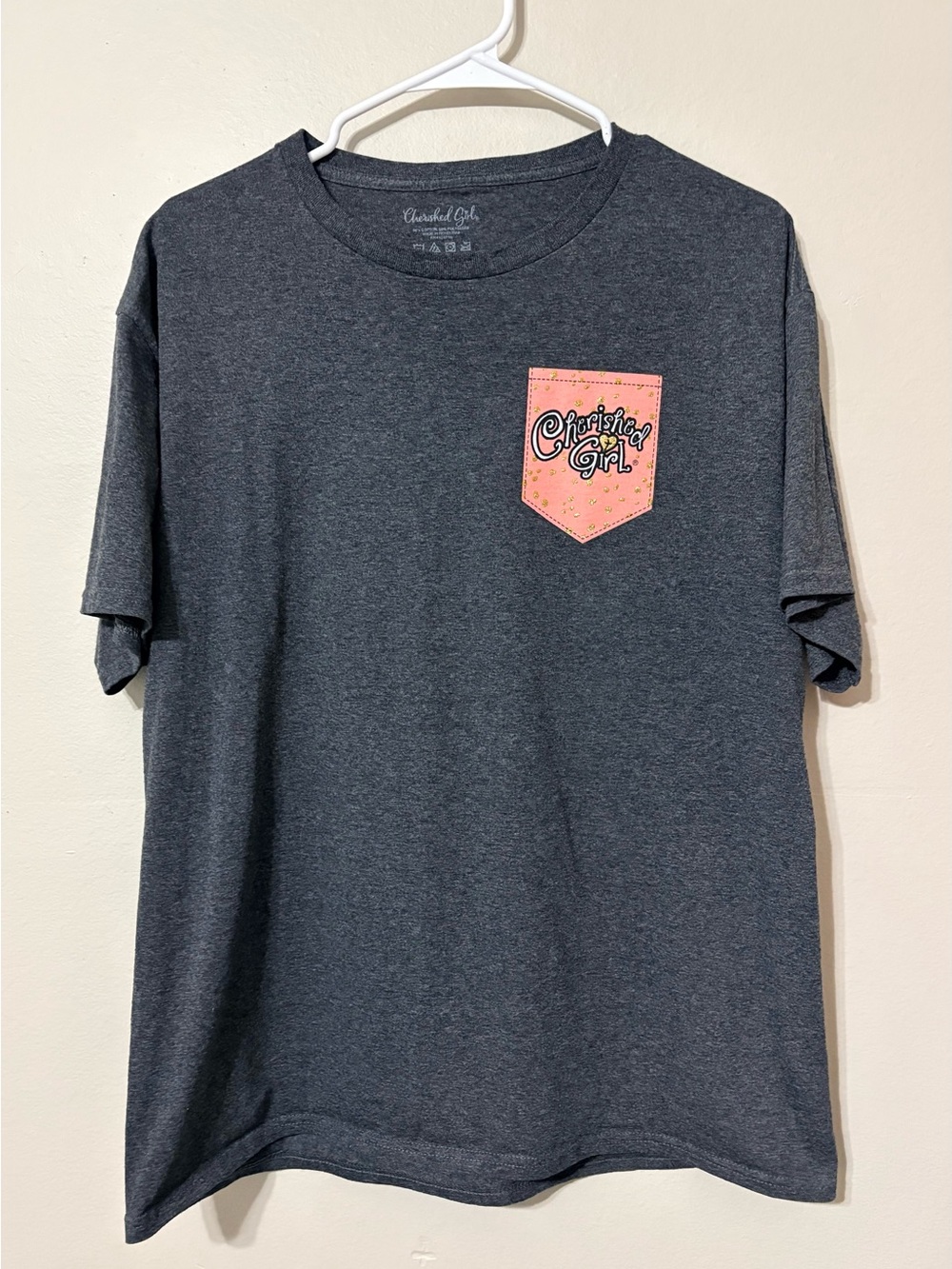 Charcoal Pocket Tee with Pink Pocket